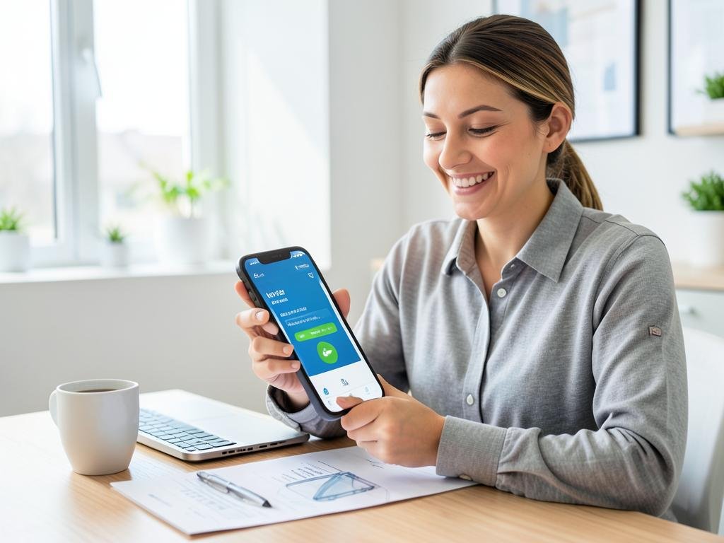 Business owner receiving sales money on her phone